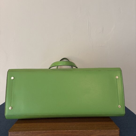 Kate Spade Ellie Green and White Woven Patterned Large Tote - Picture 7 of 10